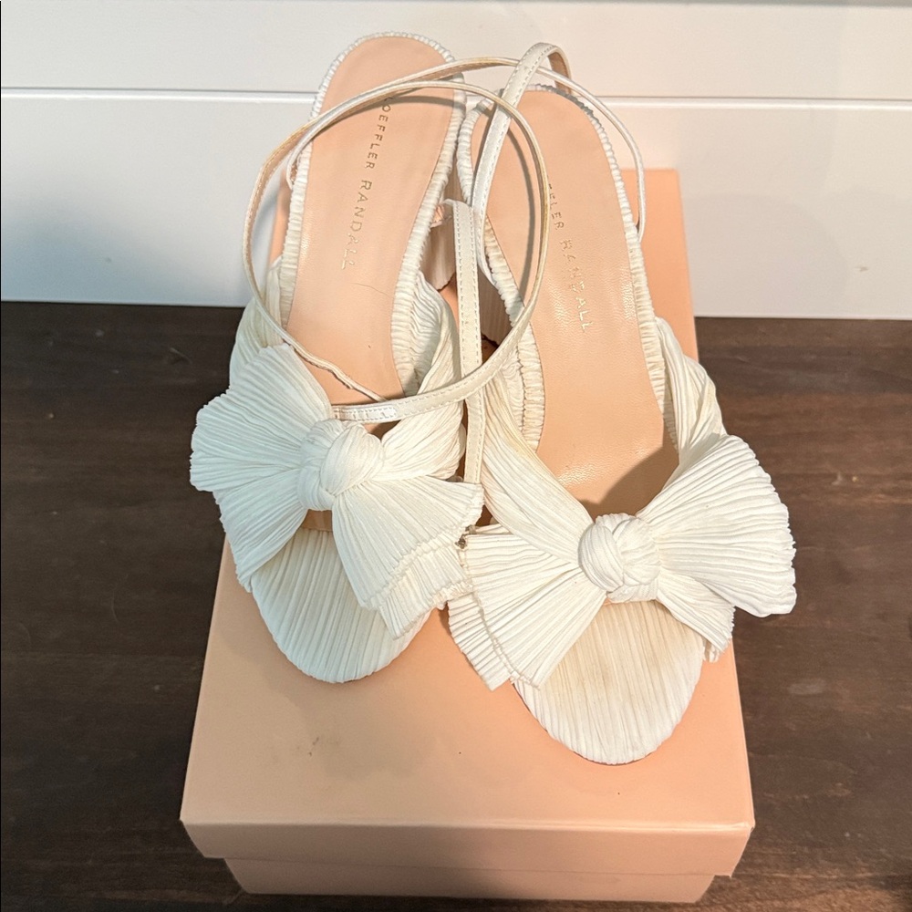 Loeffler Randall Cream Bow Sandals